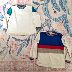 Vintage Sears Set‎ Of 2 Colorblock  Long Sleeve Shirts